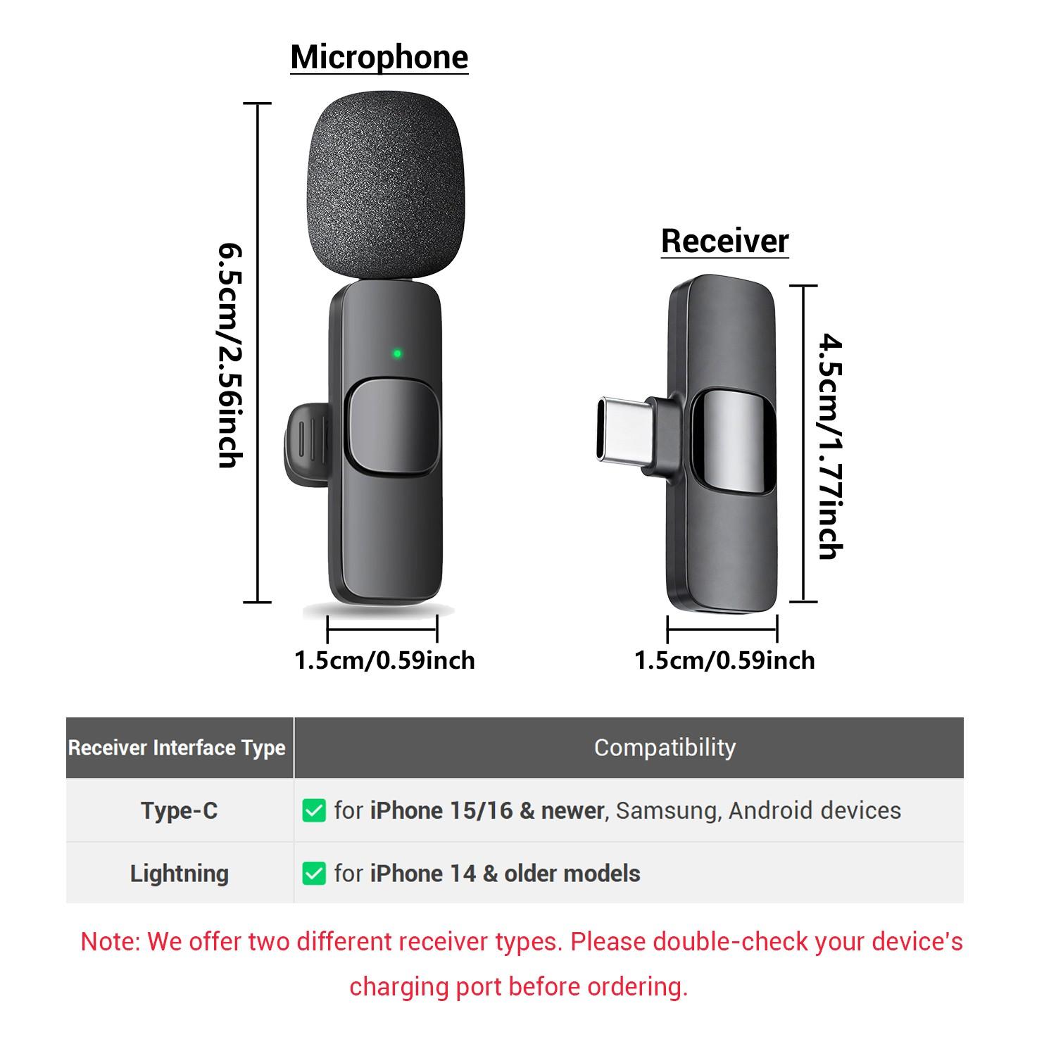 Wireless Lapel Microphone Noise Reduction for iPhone Android Plug-And-Play Professional Recording Phone Mic for Live Streaming Shorts Videos Tiktok Youtube Vlog Interview Online Classes Live Podcast Equipment