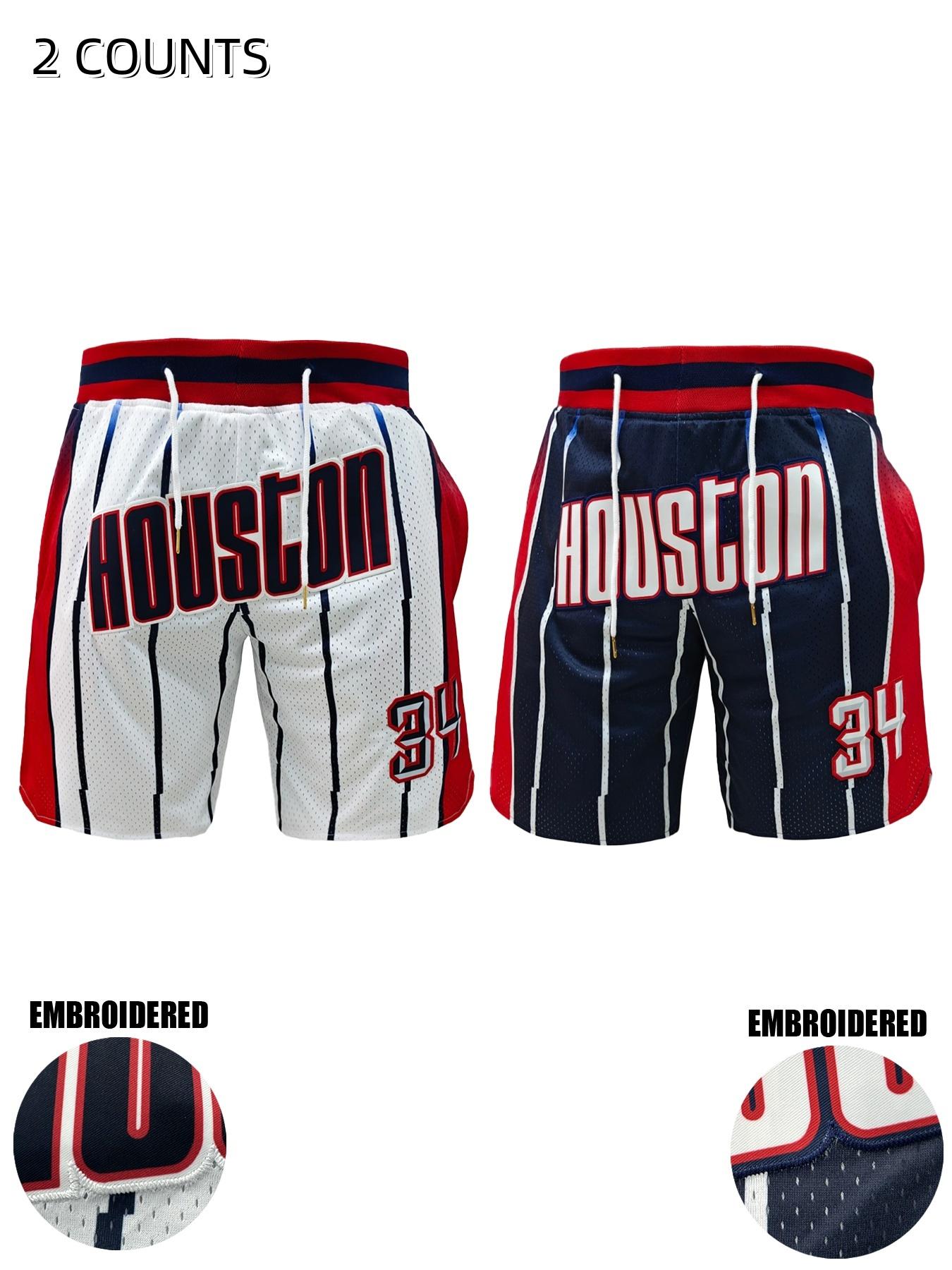 Men's Letter & Number Embroidery Basketball Shorts, Casual Comfy Breathable Athletic Shorts for Summer, Men's Bottoms for Daily Wear, Athleisure Style Bottoms