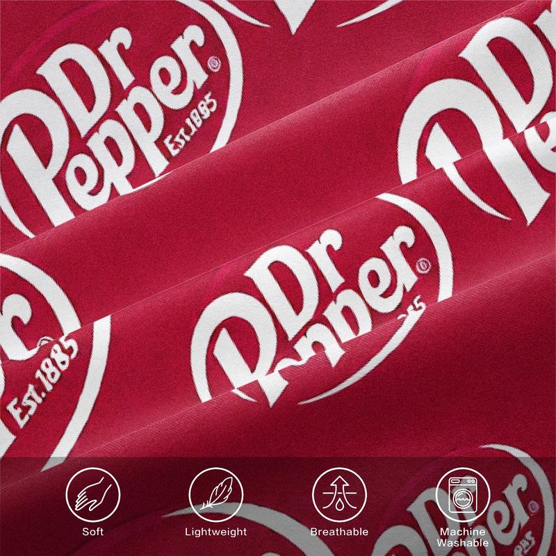 Dr Pepper Brand Full Print Fitted Sheet Set, 1 Fitted Sheet and 2 Pillowcases, Wine Red Color Base, Soft Skin-Friendly, Dustproof Anti-Wrinkle, Decorative Bedsheet Sets, Trendy Bedroom Decor for Boys and Girls Dr Pepper Brand Full Print Fitted Sheet Set, 1 Fitted Sheet and 2 Pillowcases, Wine Red Color Base, Soft Skin-Friendly, Dustproof Anti-Wrinkle, Decorative Bedsheet Sets, Trendy Bedroom Decor for Boys and Girls