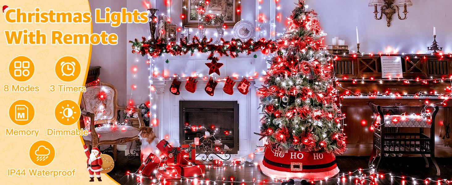 Ollny 262FT Fairy Lights, 800 LED Plug in Christmas Lights, 8 Modes Waterproof Outdoor String Lights with Remote for Wedding Birthday Party Indoor Room Decorations