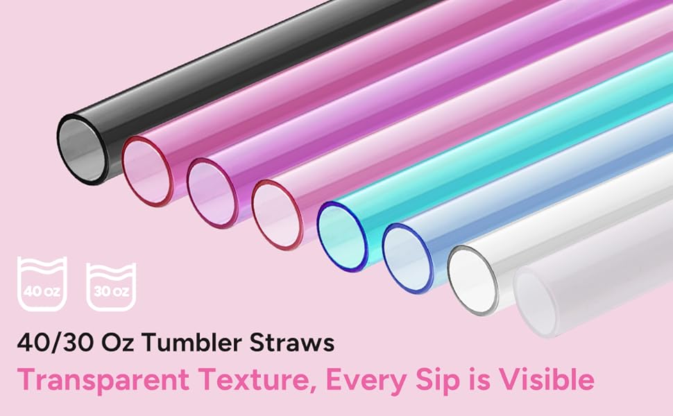Replacement Straw Compatible with Stanley Quencher 40 oz,30 oz Tumbler, 12 inch Extra Long Reusable Straws Plastic For 40 Oz Cup,Clear-6 Pack