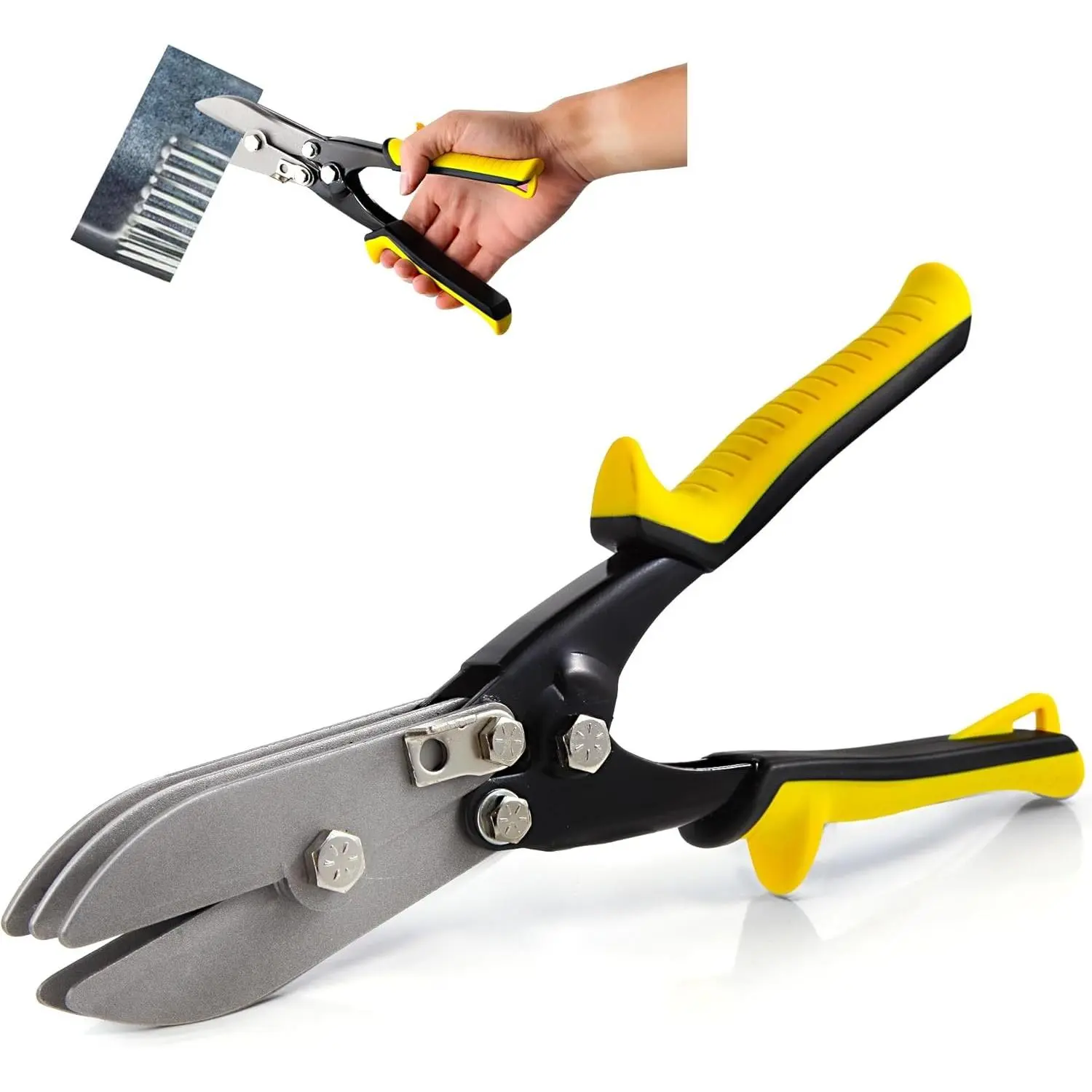 5-Blade Hand Crimper Sheet Metal Tools, Hvac Tool for 24-28 Gauge Duct Work Downspout and Stove Pipe, 10-1/2" Sheet Metal Crimper Gutter End Cap Duct Crimping Tool