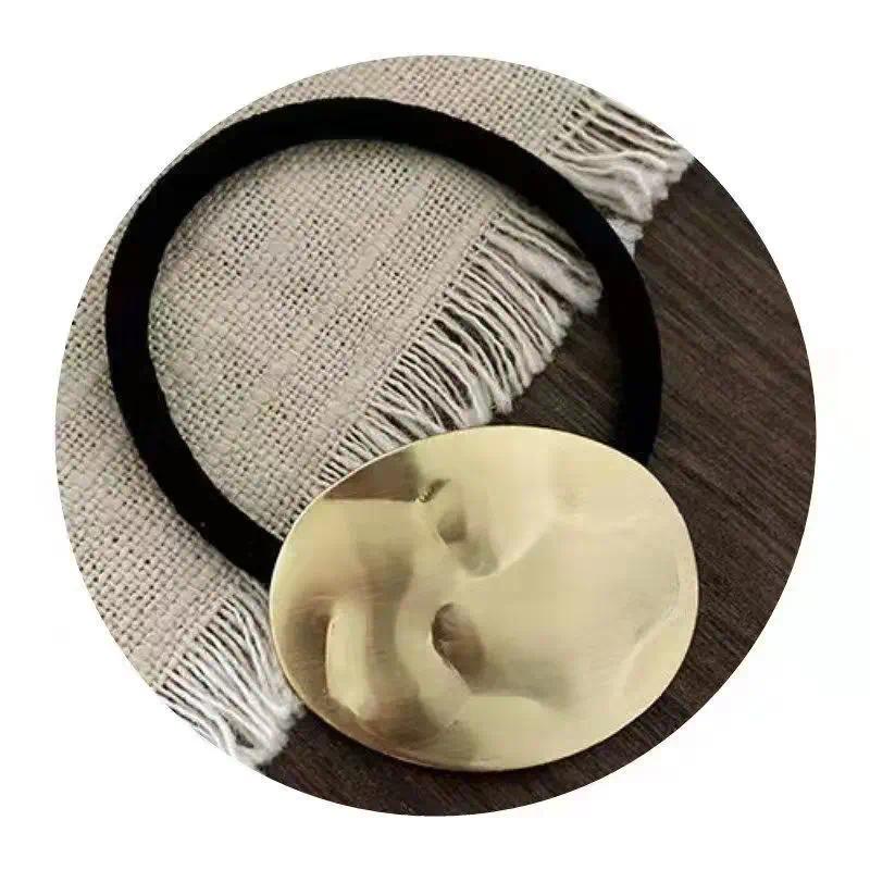 Simple Metal Fashion Elastic Hair Bands Lady Geometric Hollow Gold Headwear Hair Rope Ties Women Hair Accessories