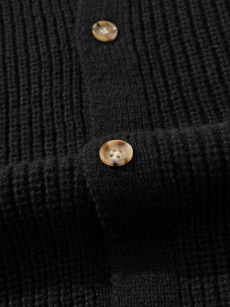 Autumn Winter Thick Knit Sweater Coat, Casual Unisex Cardigan, Lapel Long Sleeve Polo Shirt, Moderate Fabric, Fitted Style