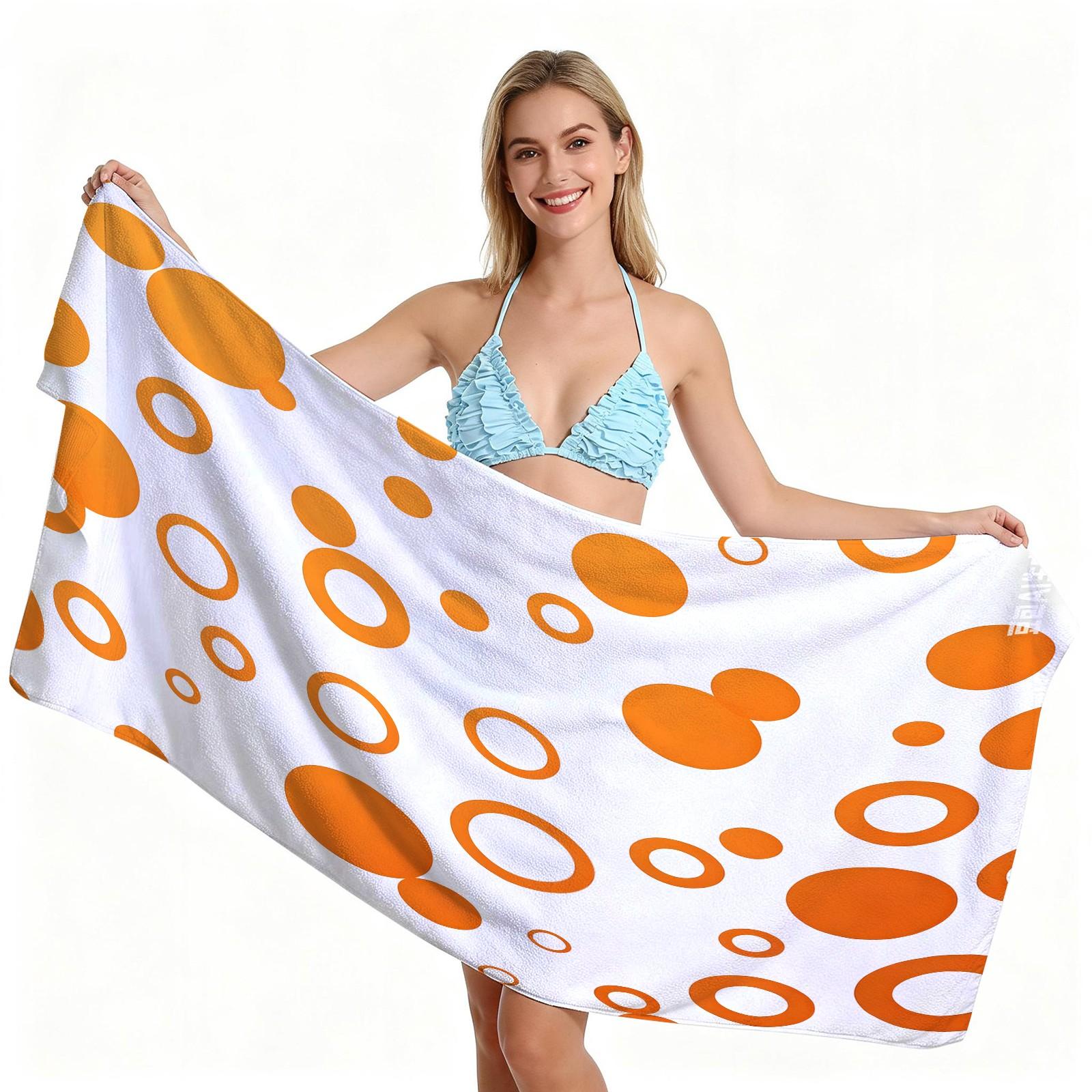 Macaron Colorful Polka Dot Beach Towel, Microfiber Quick Dry Absorbent Sand Free, Ideal for Summer Beach Pool Vacation