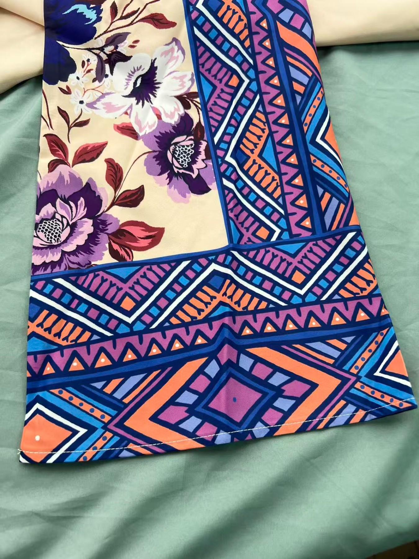 Middle Eastern Eid Limited Edition Multi-Color Patchwork Vintage Paisley Print Robe, Women's Loose Abaya Dress, Elegant Traditional Attire