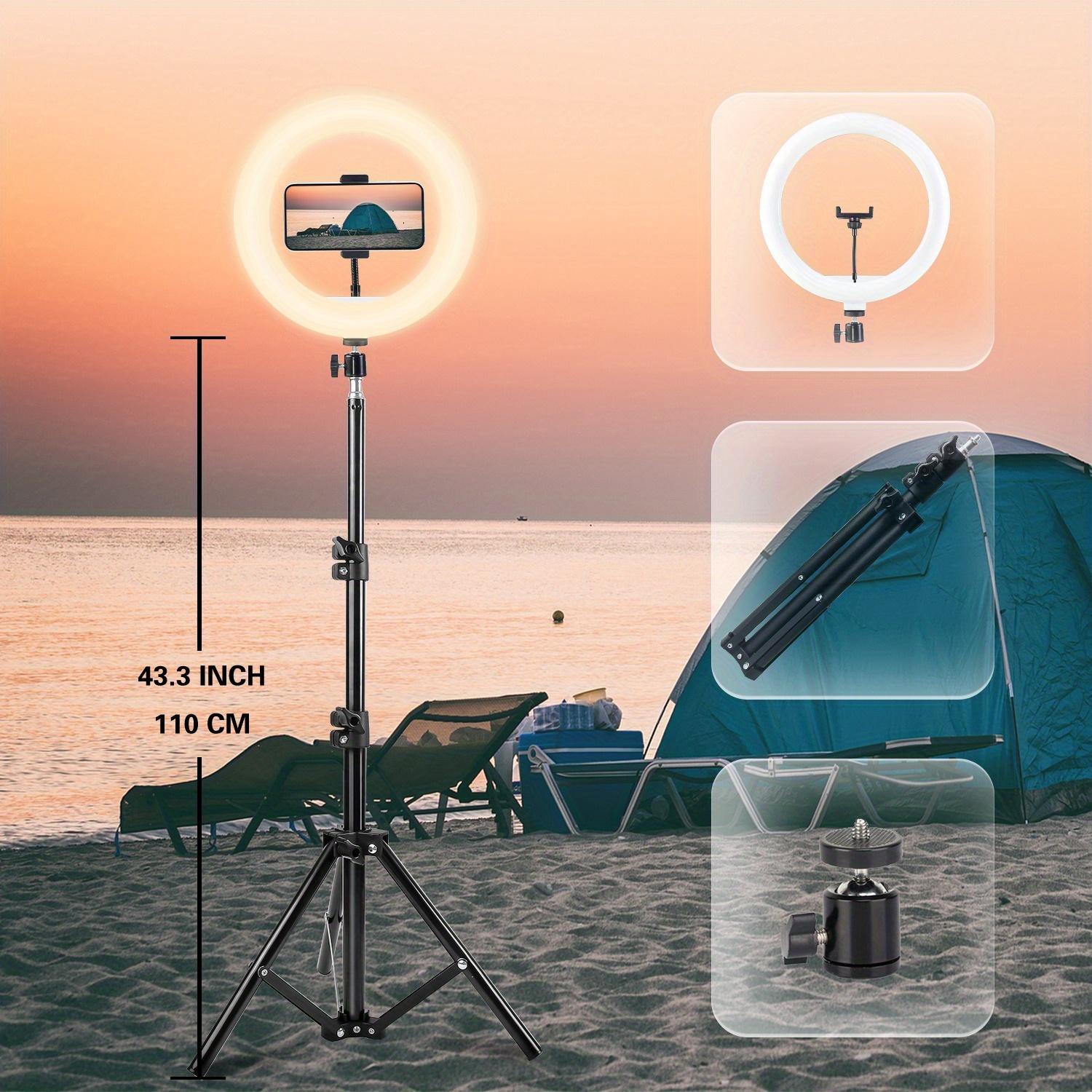 10"Ring Light with Stand,Video Light Tripod for Phone ,with 43.3"Tripod/2 Phone Clips/1 USB Ports,2600K-6500K Color Temperature,for Barber Makeup Tattoo TikTok Video Recording Vlog#springbreak