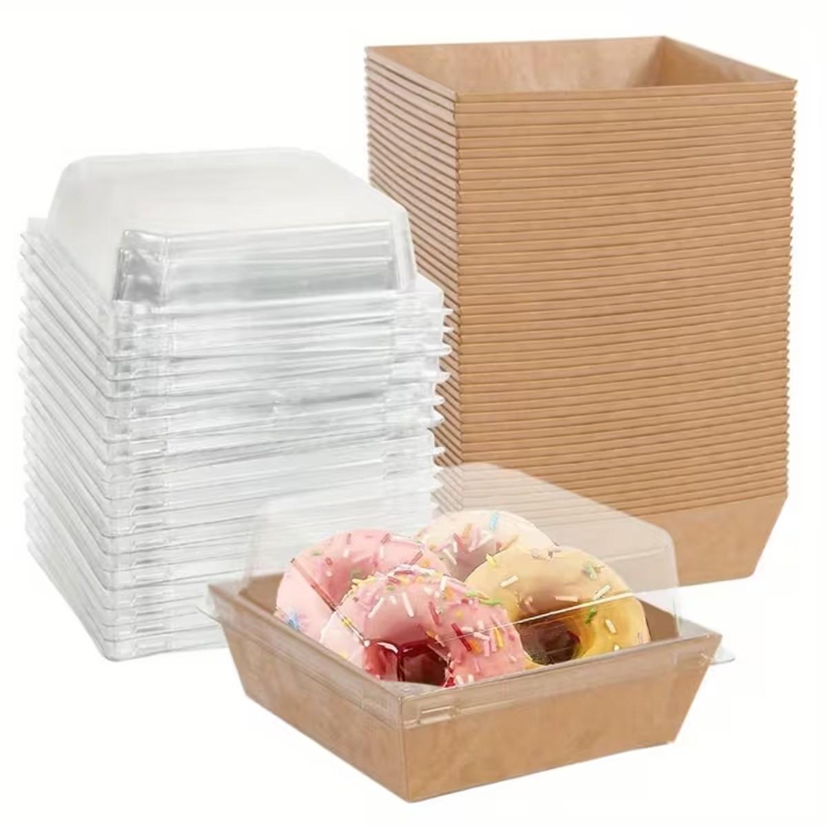 10/30/50pc transparent lid rectangular Premium cake box, disposable container, pastry container, takeout packaging box, Bakeware, suitable for sandwiches, desserts, pastries and light meals, especially suitable for festivals, parties