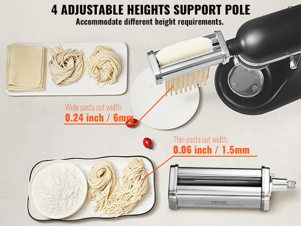 Pasta Attachment for KitchenAid Stand Mixer, Stainless Steel Pasta Roller Cutter Set Including Pasta Sheet Roller, Spaghetti and Fettuccine Cutter, 8 Adjustable Thickness Knob Pasta Maker, 3Pcs