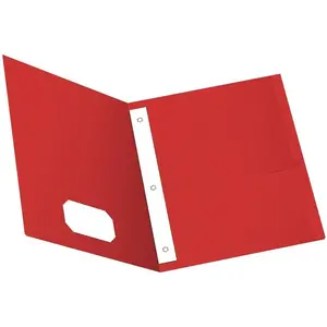 Two-Pocket Folders With Fasteners, Red, Letter Size, 25 per Box (57711)