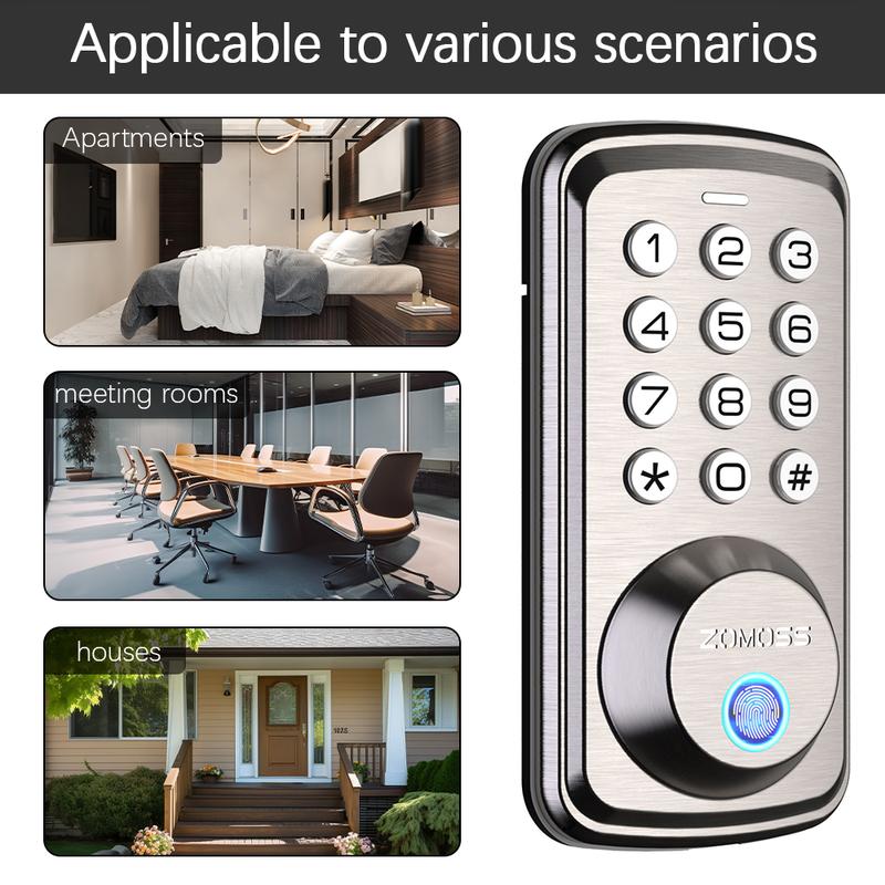 ZOMOSS smart door lock - anti peeping keyboard, automatic locking function, easy installation - perfect home security guarantee, upgraded home security | modern design | easy to install lock