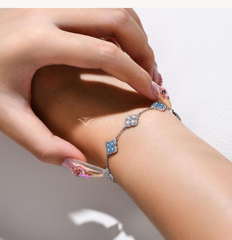 Synthetic Moissanite Bracelet Blue Zircon Pink Zircon Colorful Luxury Jewelry for Women Girls Engagement Birthday Springtok Outdoorfun Gift B021