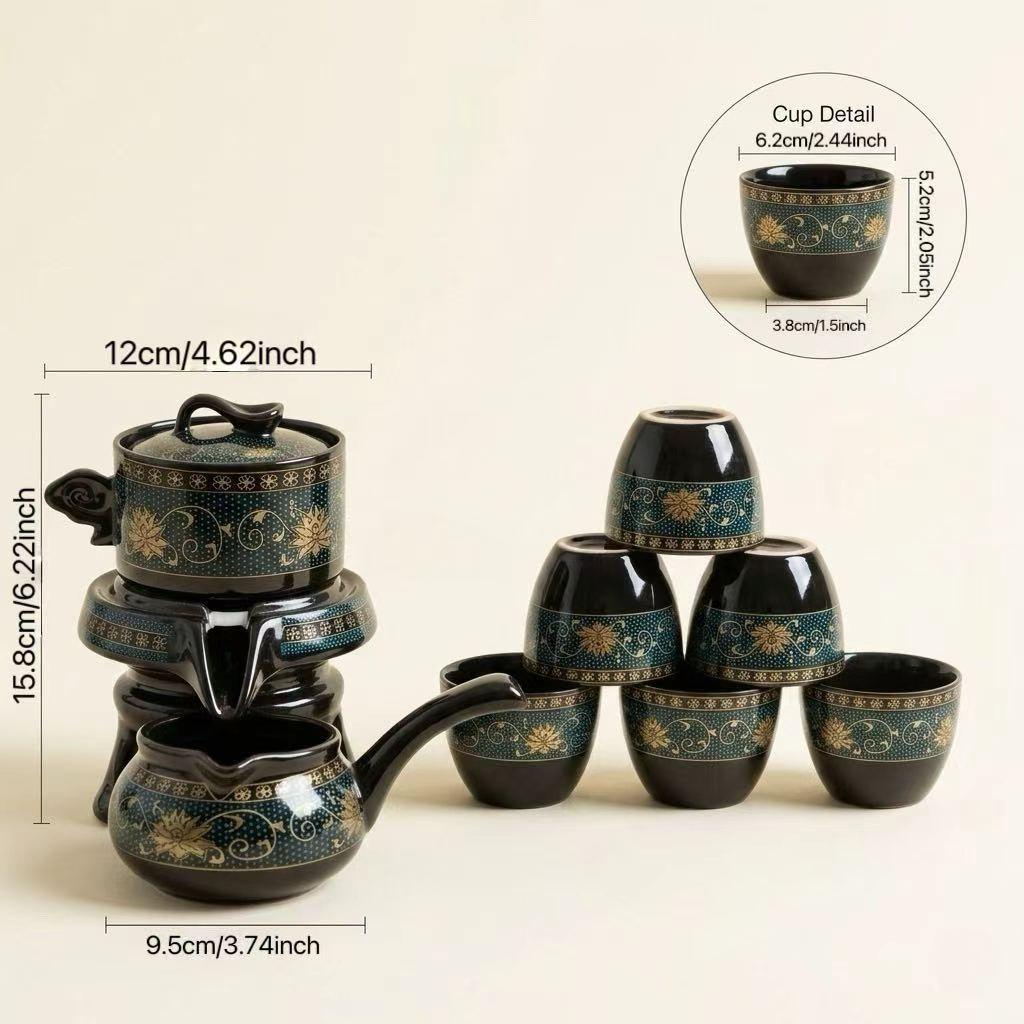 Ceramic Gongfu Tea Set 9 Piece, Tea Cup Set, Luxury Handmade Teapot Set, Complete Traditional Chinese Tea Ceremony Gift, Perfect Packaging Box, Ideal for Father's Day, Halloween, Christmas