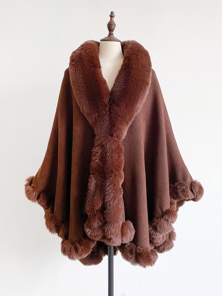 Luxurious Warm Plush Cape for Winter, Gradient Color Casual Fashion Accessory, Elegant Addition for Cold Weather, Fluffy Soft Scarf