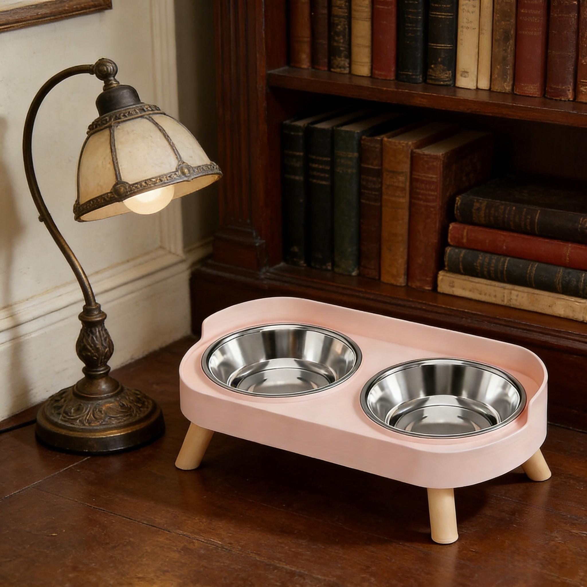 Anti-Tip Dual Bowl Cat Food Bowl, Large Capacity High Design, Universal for Cats and Dogs, Separated Feeding Water Bowls, Pet Essential