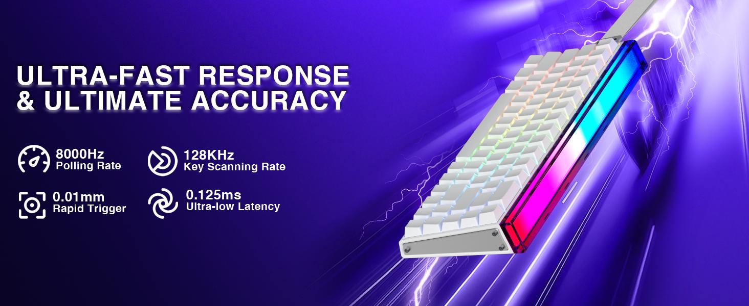 [2026]AULA Hero 68 HE 60% Gaming Keyboard Wired, Hall Effect Magnetic Switch Keyboard with 8K Hz Polling Rate, Side Printed PBT Keycaps, RGB Backlit Light Box, Customizable Web Software for PC/Mac Gamers