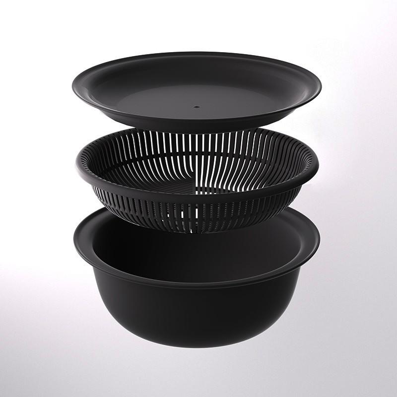 3-Layer Multi-functional Drain Basket - Microwave Safe Vegetable & Fruit Colander, Versatile Kitchen Strainer Set for Food Prep