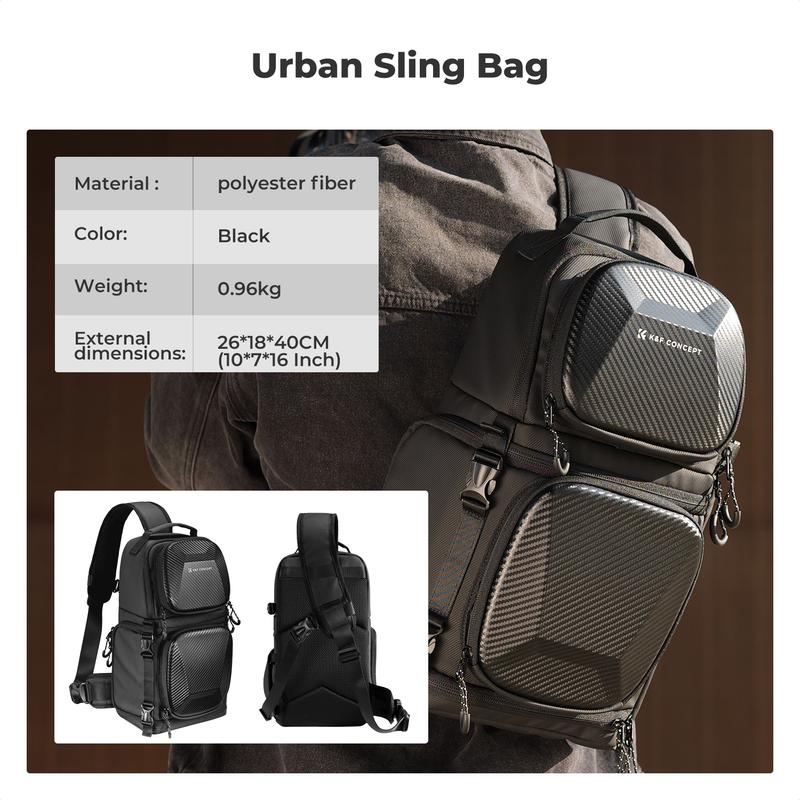 【K&F CONCEPT】Camera Sling Bag Crossbody Bag Hardshell Camera Shoulder Backpack DSLR/SLR/Mirrorless Camera Case Photography Bags for Photographer