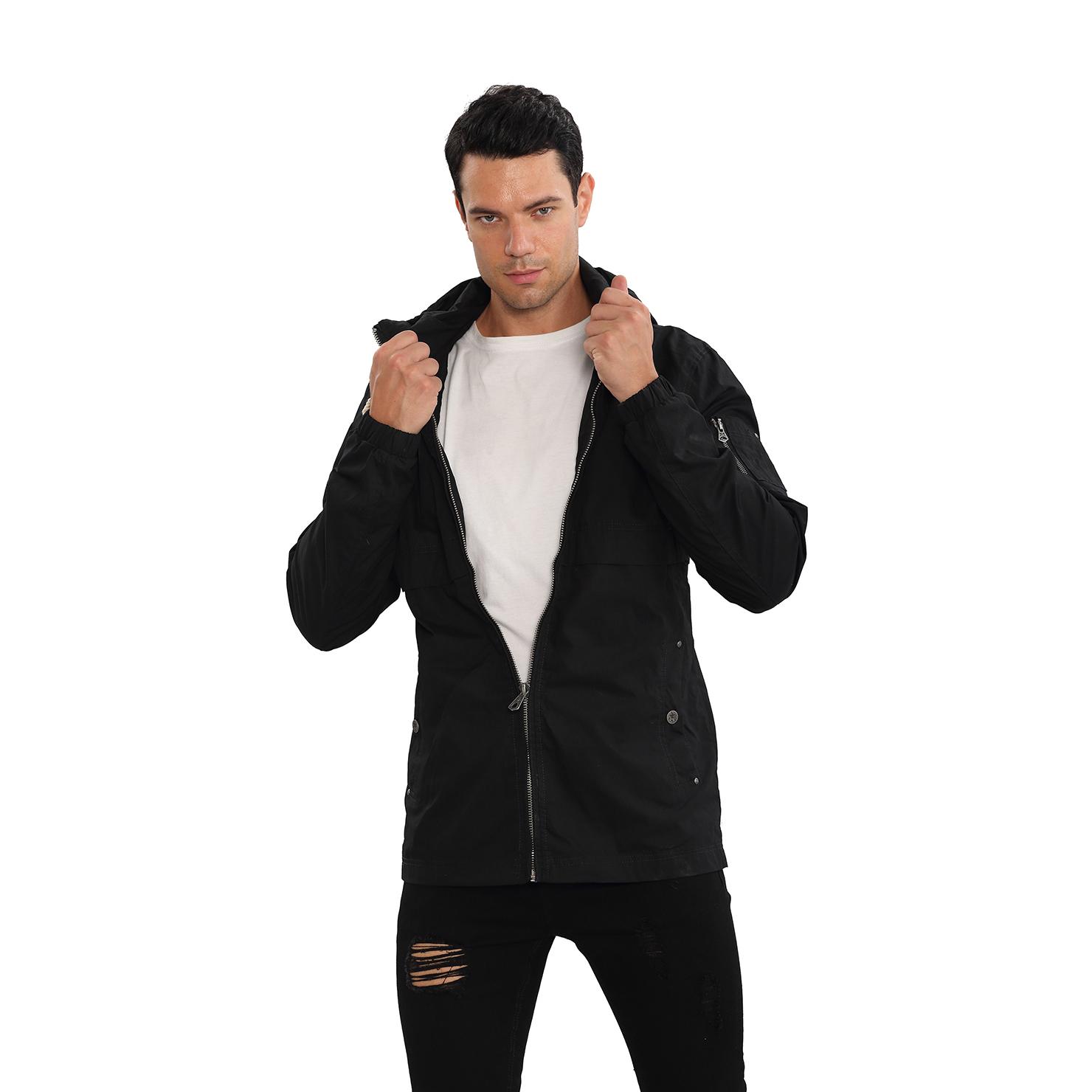 Men's Lightweight Windbreaker Jackets Outdoor Drawstring Hooded Pocket Raincoat Jacket