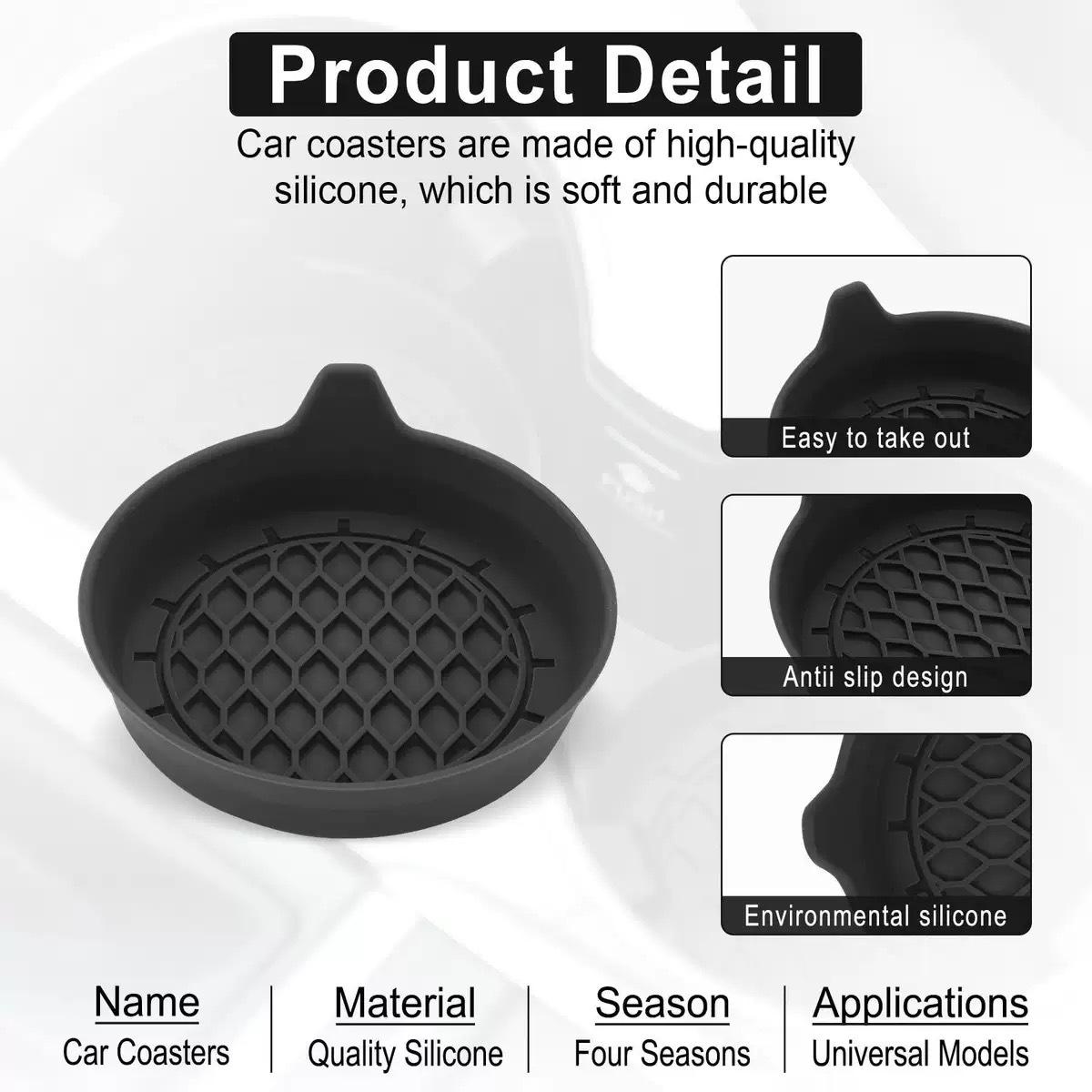 4-Pack Car Cup Holder Non-Slip Pads, Silicone Cup Mats, Universal Interior Accessories, Durable & Easy to Clean, Perfect for All Vehicles