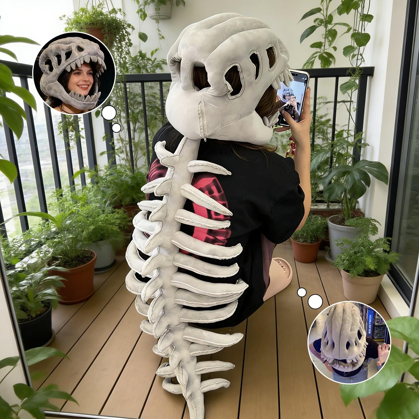 Funny Dinosaur Skeleton Costume Set, Fun Skull Dinosaur Fossil Hoodie, Party Halloween Bone Doll Costume, Perfect Gift Idea