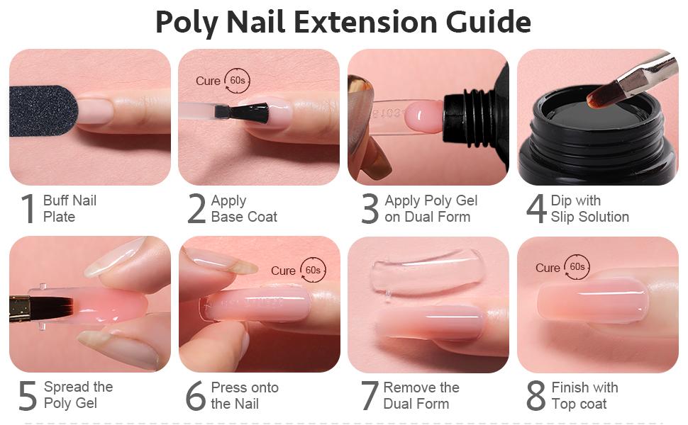 GAOY Poly Gel, 60g Nail Extension Gel, Clear Builder Gel Nail Enhancement Gel for Beginner & Professional Nail Art Salon DIY at Home
