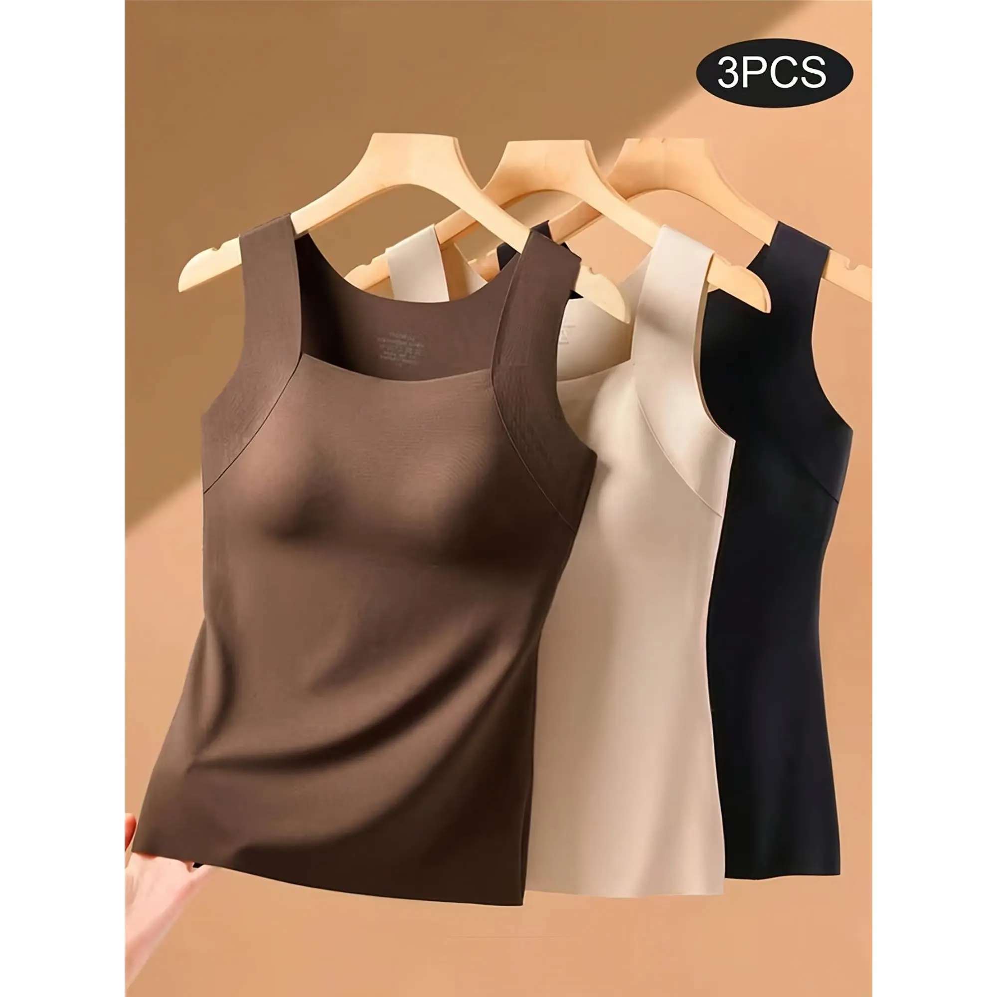3‑Piece Set Of Four‑Season Women'S Halter Tops, New Underwear, Suitable For Multi‑Layer Or Single Wear, Built‑In Padding