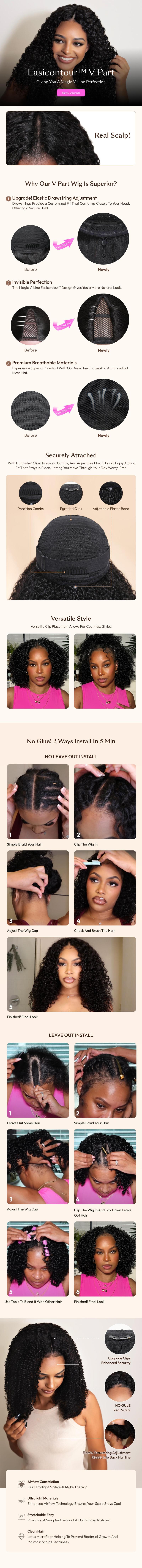 Sunber Chestnut Brown Yaki Straight Wig Upgrade New V Part Wig No Leave Out