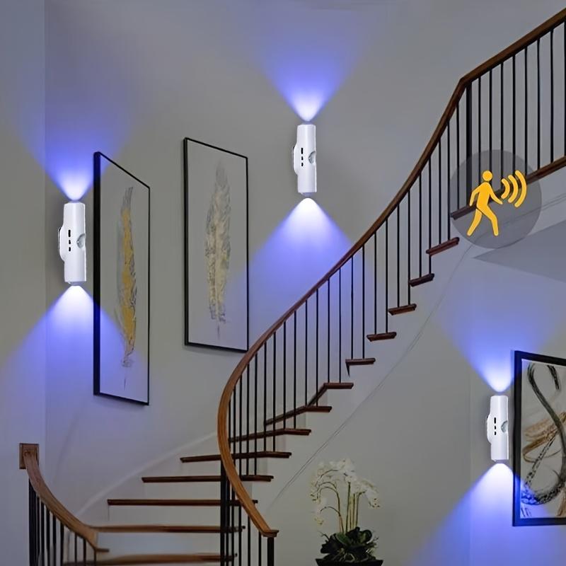 1pc Battery Operated Wall Sconce, Motion Sensor Light Indoor, USB Rechargeable Wall Sconces 7 Colors Wall Lamp for Living Room Hallway Bedroom, Bathroom