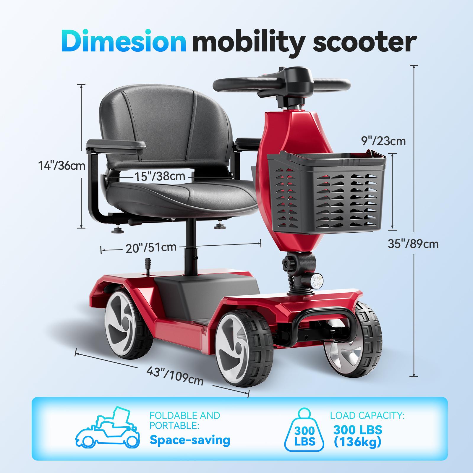 HOMYKING Mobility Scooter for Adults - 15-Mile Range, Precise Adjustable Speed, Electromagnetic Braking, 360° Swivel Seat, Ideal for Shopping & Short Journeys, Christmas Gifts, Black Friday Specials