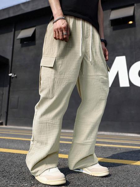 Trendy Multi-Pocket Zipper Work Pants, American Vintage Straight Leg Cargo Pants, Street Style High-Street Casual Trousers