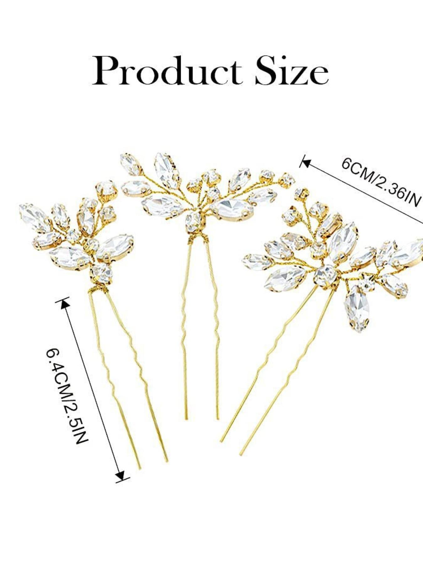 3pcs Crystal Bridal Hair Clips, Luxurious Alloy Crystal Hair Accessories, Perfect for Weddings, Birthdays, Proms, Spring Photo Props
