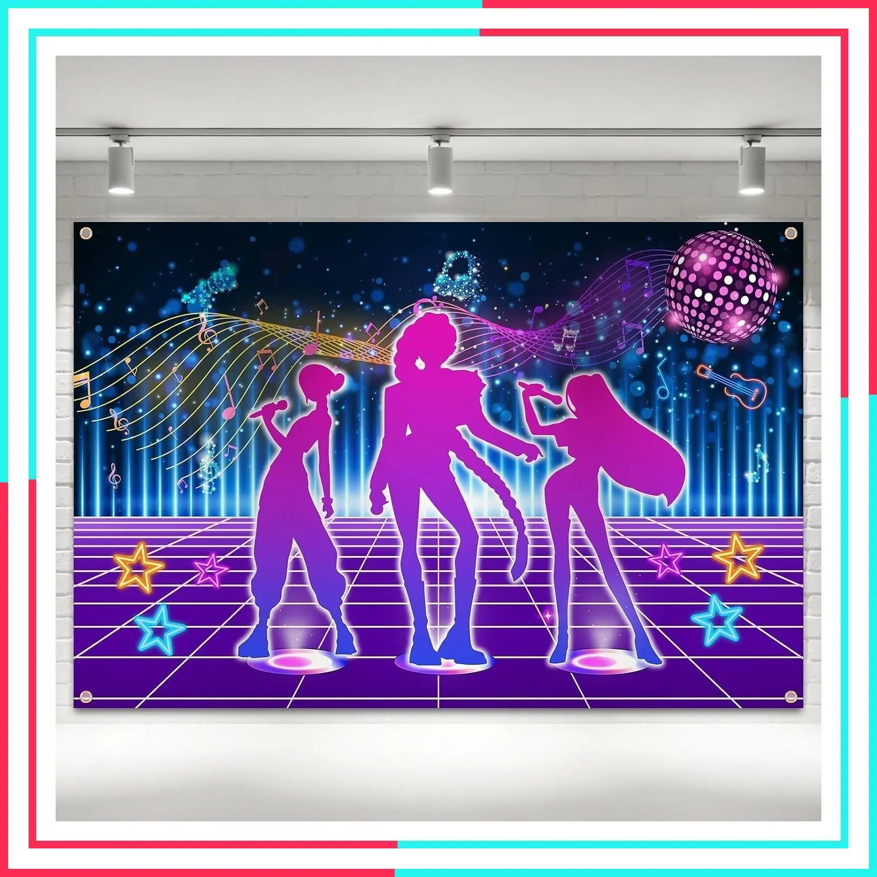3x5ft Music Dance Party Backdrop, Singer Themed Photography Background Banner for Birthday Decorations Supplies