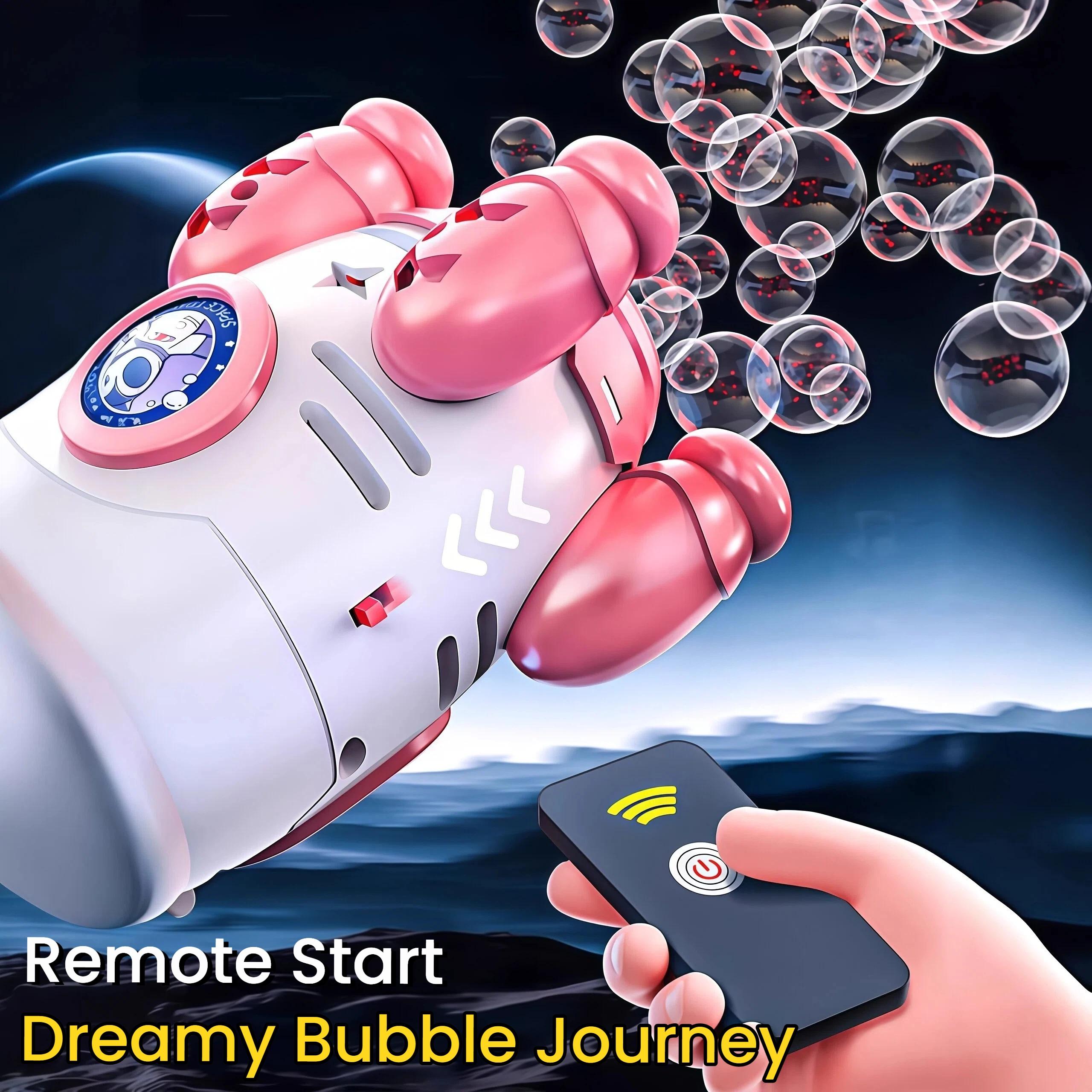 Bicycle Mounted Rocket Bubble Machine, Auto Lights, Super Bubble Output, Fits Bike/Motorcycle, Remote Control Outdoor Bubble Toy for Kids 3-6 & 6-8 Years Old （ Includes 50ML*2 Bubble Solution）