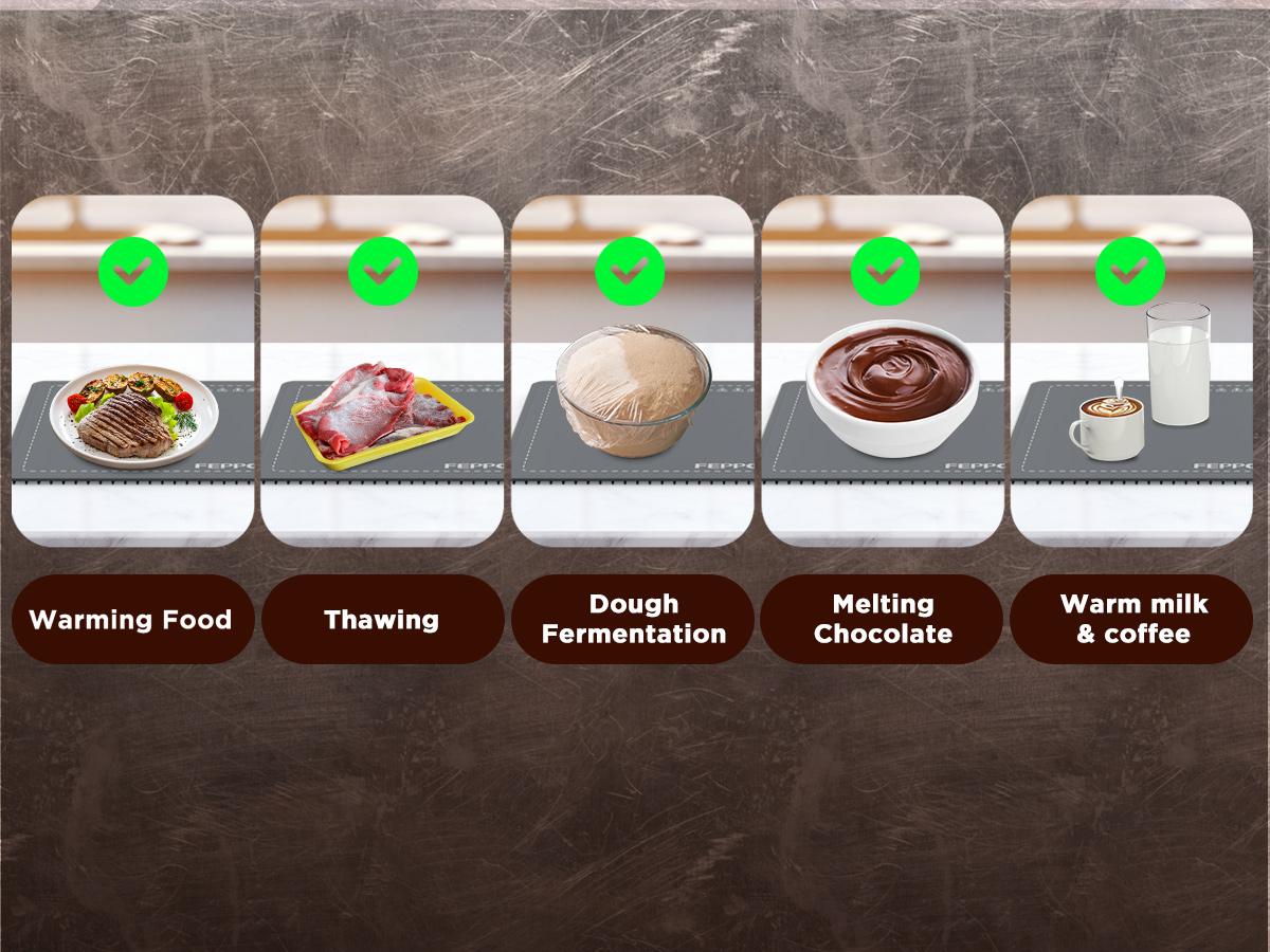 FEPPO Updated Electric Food Warming Mat with 6 Temperature Levels & 6-Hour Timer, Faster Full Surface Heating Mat, Roll Up Food Warmer for Holiday Parties & Buffets