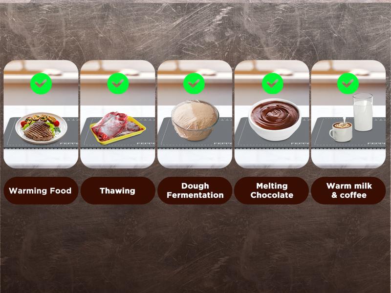 FEPPO Updated Electric Food Warming Mat with 6 Temperature Levels & 6-Hour Timer, Faster Full Surface Heating Mat, Roll Up Food Warmer for Holiday Parties & Buffets