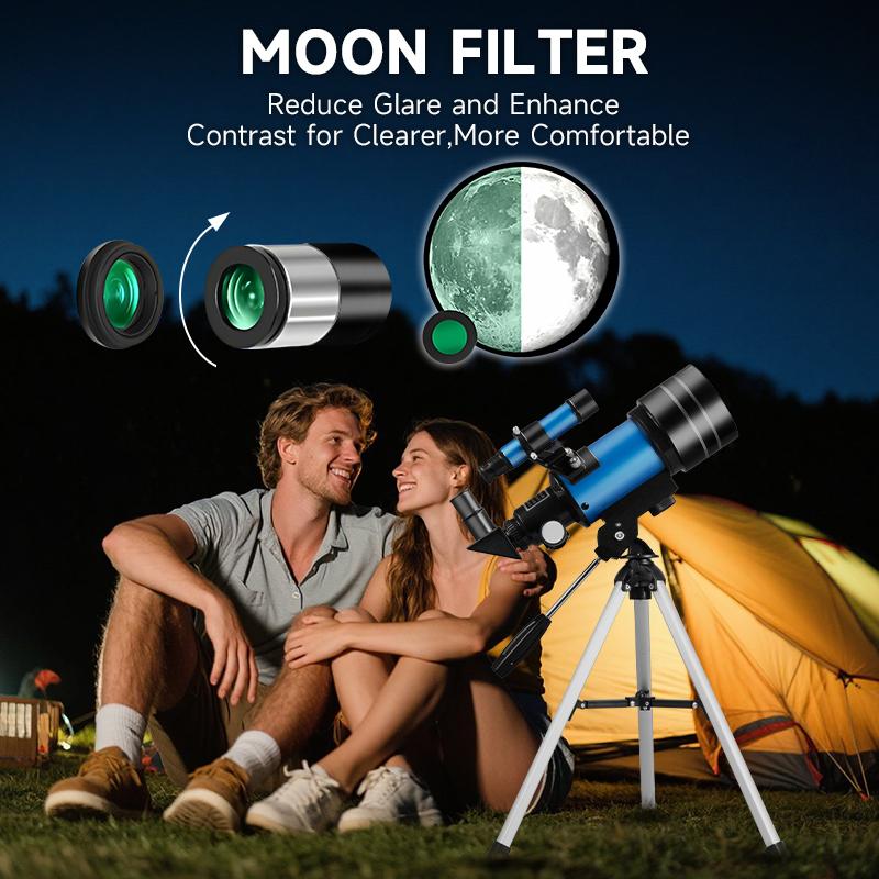 15x–150x Zoom Telescope (70mm/300mm), an entry-level stargazing telescope designed for beginners and STEM education. Perfect for outdoor group observations, and an ideal holiday gift for family and friends during back-to-school and graduation seasons.