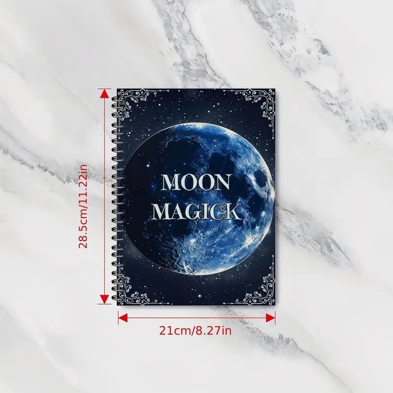 Witchcraft Practitioner Moon Magic Planner Book, Vintage Astrology Spellbook with Lunar Phase Tracker, Divination Rituals, A5 Notebook