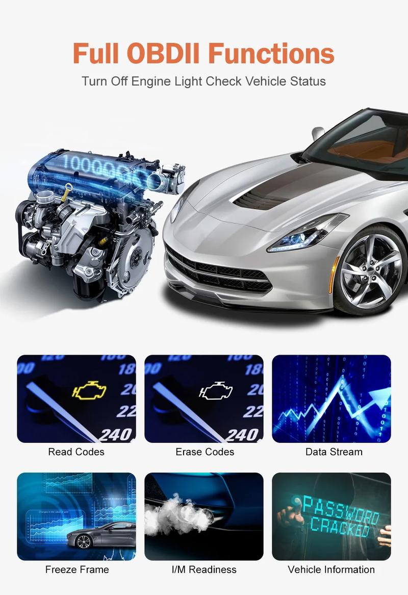 Ancel AS200 OBDII Scanner OBD Code Reader Car Diagnostic Tool Check Engine Fault