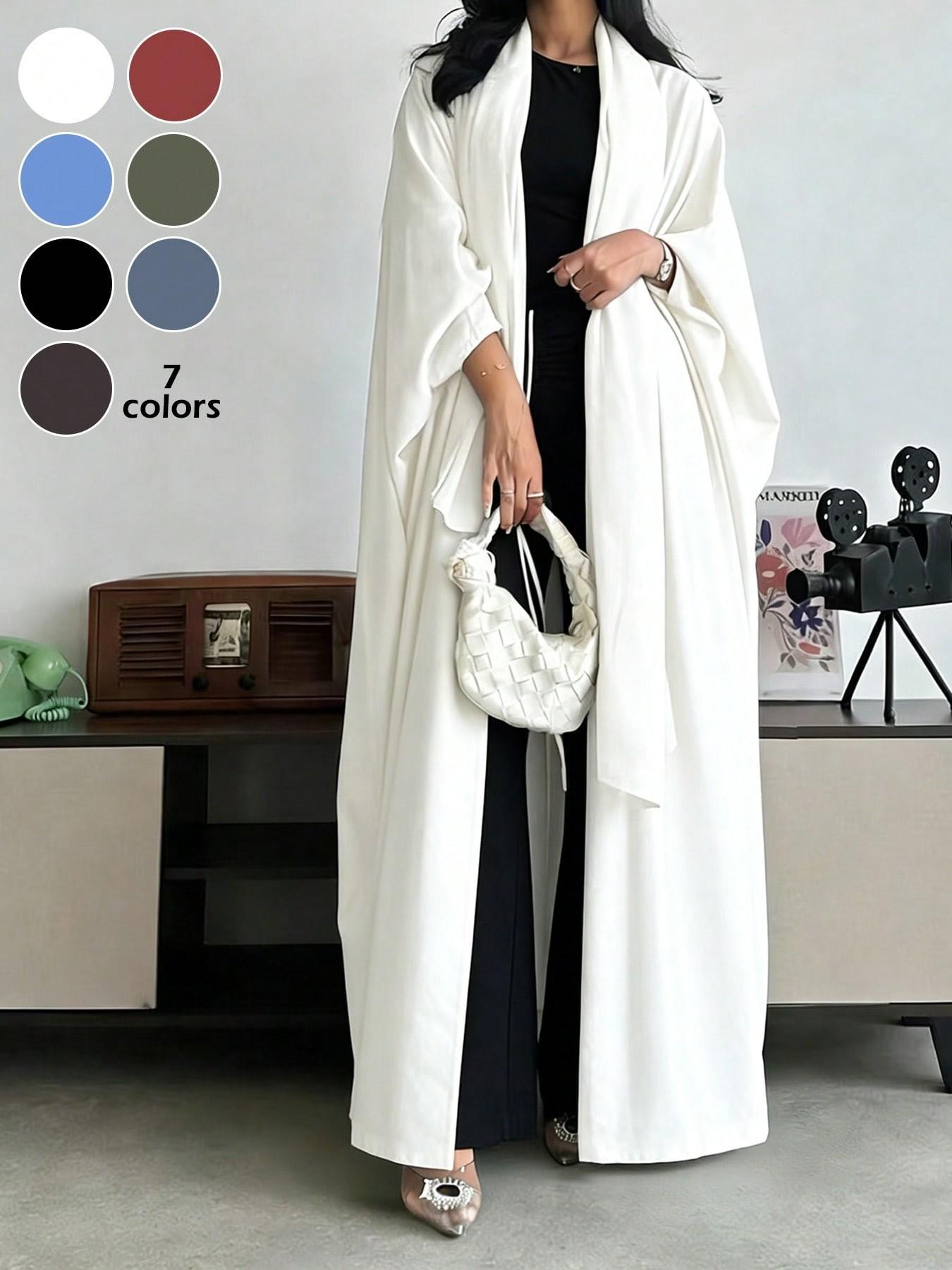 Modest Loose Abaya, 7 Colors Available, Plain Open Front Coat for Daily Commute, No Scarf Included, Women's Casual Fashion Abaya