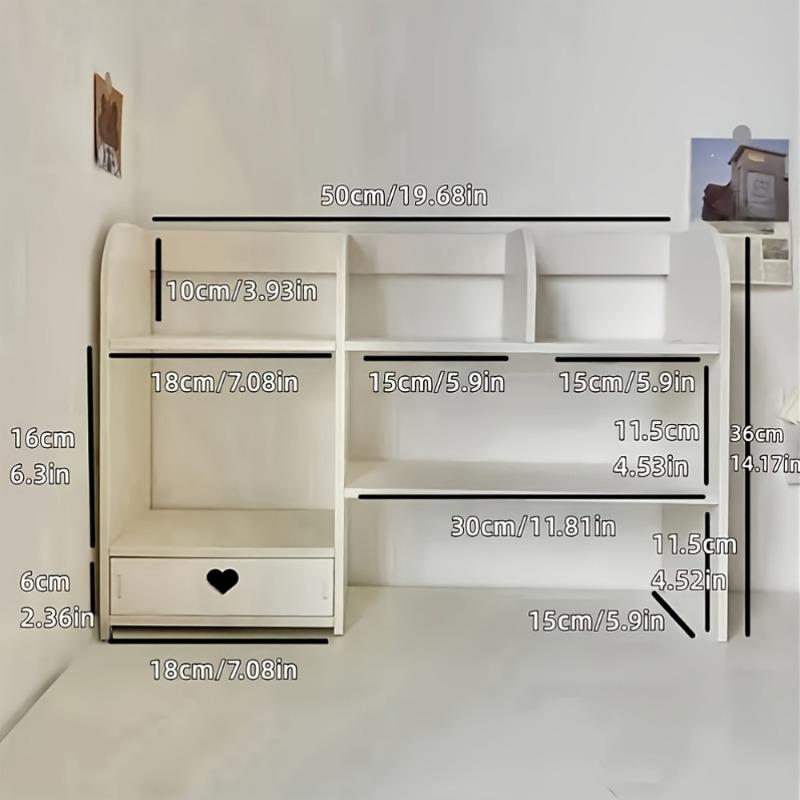 Multi-functional solid wooden desk storage rack, book storage, file storage, decoration storage, spacious raised shelf, increase desktop storage space, suitable for office supplies and cosmetics, stationery storage, Desktop Accessory