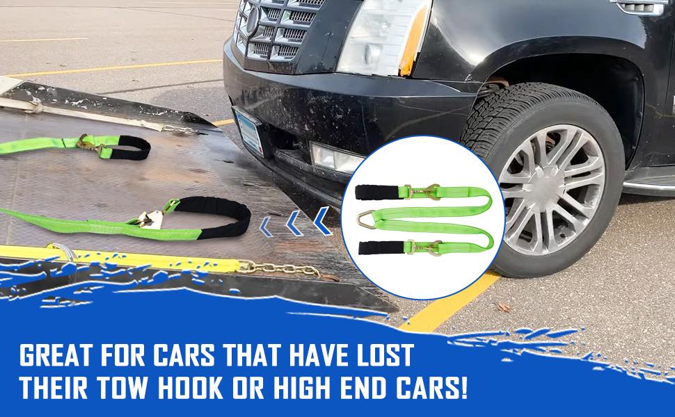 V-Bridle Strap 2"x6" & 2"x4" w/Snap Hooks w/ Cordura Sleeve & Axle Straps Recovery Tow Truck Accessories Webbing Vehicle Protection Towable Atv High Visibility