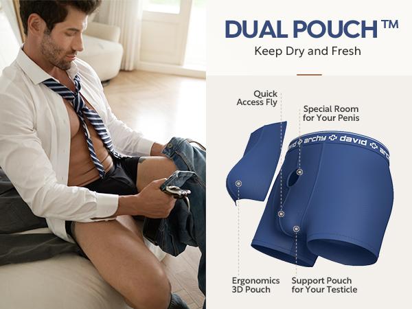 DAVID ARCHY Men's Dual Pouch Underwear Micro Modal Trunks Separate Pouches with Fly 4 Pack Ice Silk Cooling Sensation Comfort Odor Control Spandex Fabric Gift Set Father's Day Natural Breathable Silky Soft Menswear Balls TikTokShopRestock Briefs Elastic DAVID ARCHY Men's Dual Pouch Underwear Micro Modal Trunks Separate Pouches with Fly 4 Pack Ice Silk Cooling Sensation Comfort Odor Control Spandex Fabric Gift Set Father's Day Natural Breathable Silky Soft Menswear Balls TikTokShopRestock Briefs Elastic