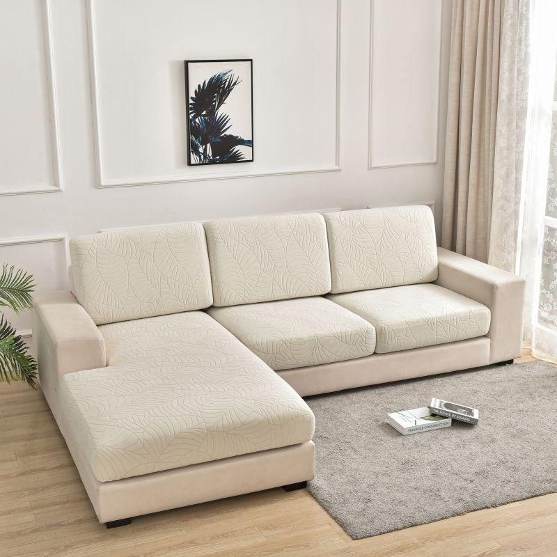 Waterproof Large Leaf Print 3D Stretch Sofa Cushion Cover, All-Season Dustproof Sofa Cover, Pet-Friendly Anti-Scratch Furniture Protector for Dogs & Cats, Ideal for Living Room & Bedroom Home Decor, Parties & Festivals.