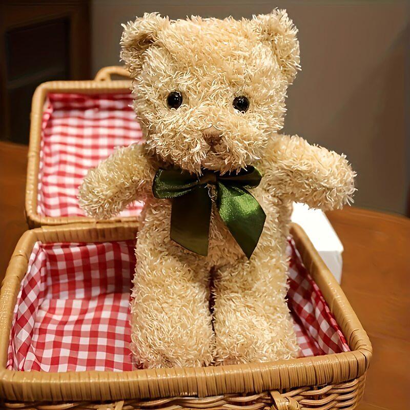 23cm/9.05in Curly-haired Cute Teddy Bear Plush Toy Features An Adorable Shape And Soft Texture. Fluffy And Skin-friendly, It's A Perfect Bedtime Companion Or Bedside Decoration. Suitable As A Valentine's Day, Birthday, Christmas