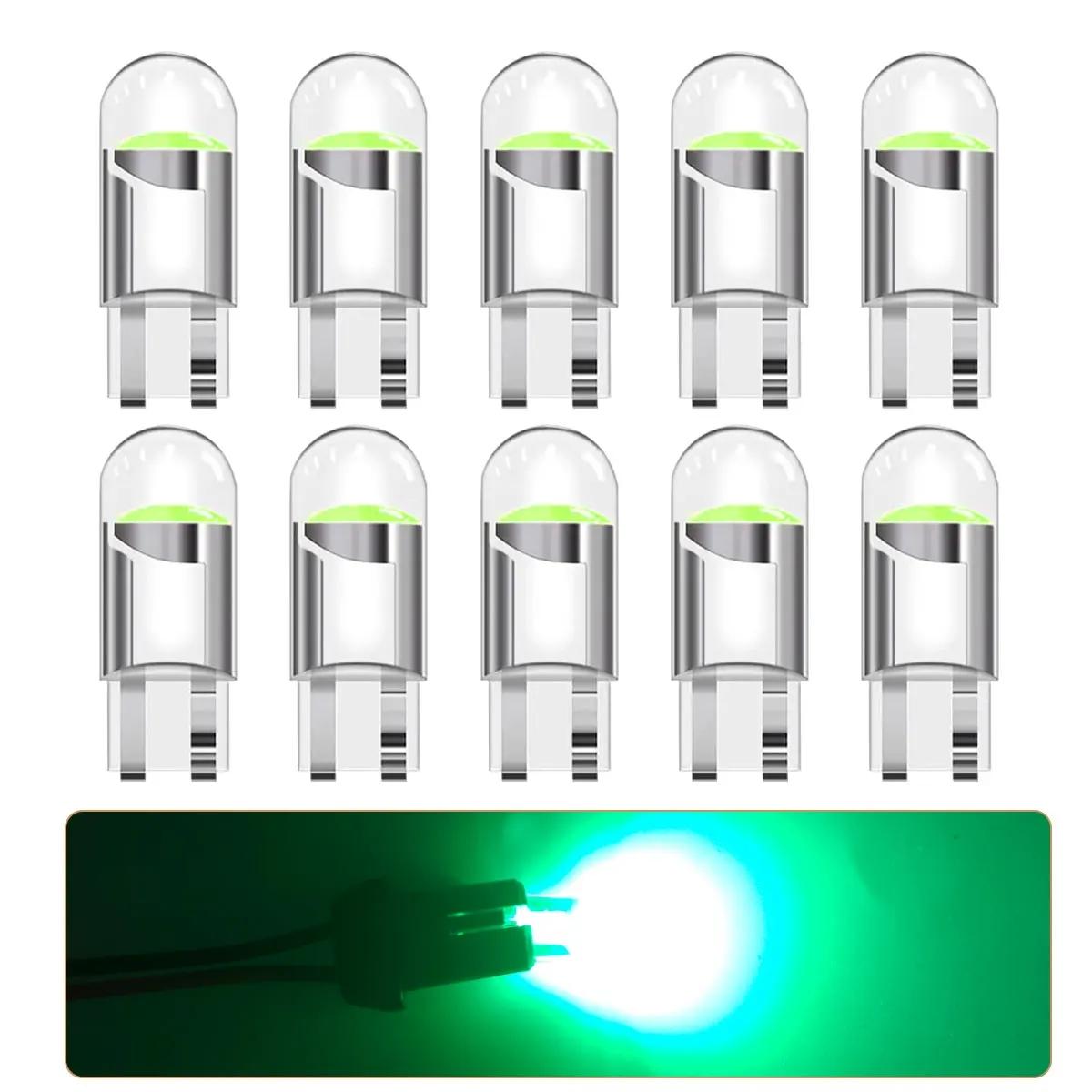 10pcs LED Light T10 COB W5w Y5w 168 194 for Car Interiors, Dome Lights, Parking Lights, Number Plate Lights, 12V Blue Lamps