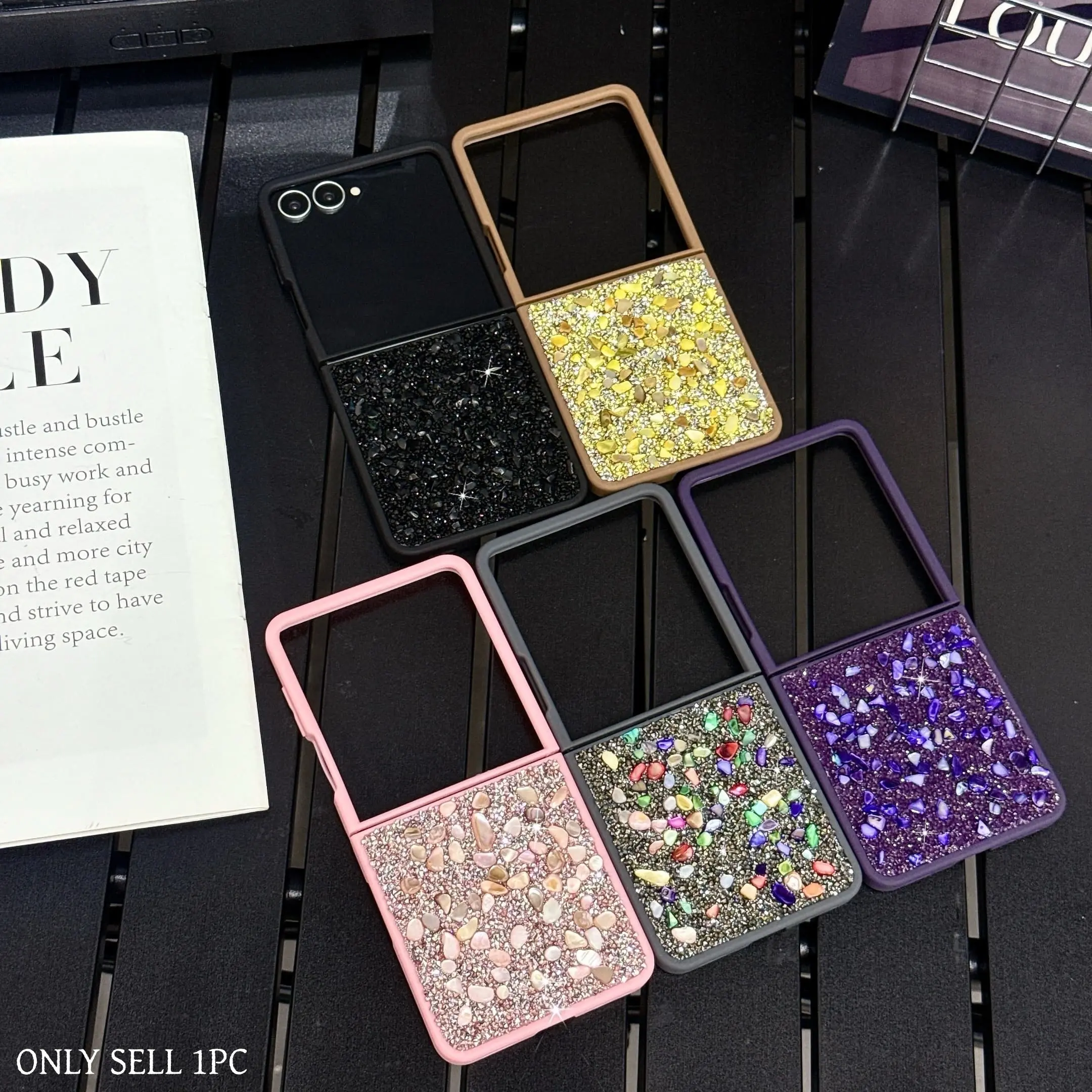 Luxury 3D Stone Rhinestone Case for Samsung Galaxy Z Flip 8/7, Multicolor Glitter Decor, Durable Full Coverage Fashion Phone Protector