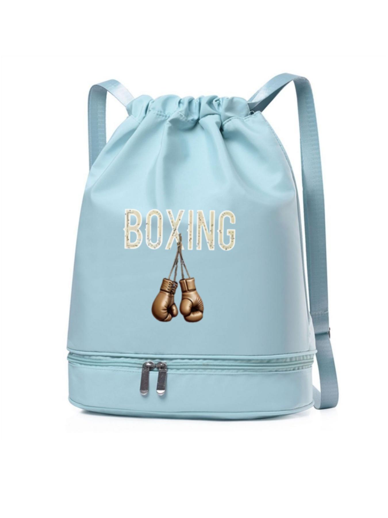 Boxing Glove Letter Print Backpack, Fashionable Simple Versatile Bag, Drawstring Closure, Adjustable Straps, Independent Compartment, All-Season Use