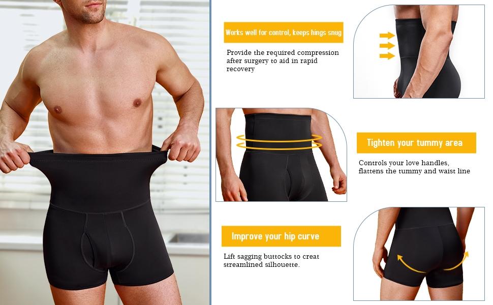 Men's body shaping pants, high waist design with enhances waist and abdomen effect, the fabric is highly elastic, comfortable, soft and breathable, suitable for wearing at any time of the day, Shapewear, Tummy Control Shapewear