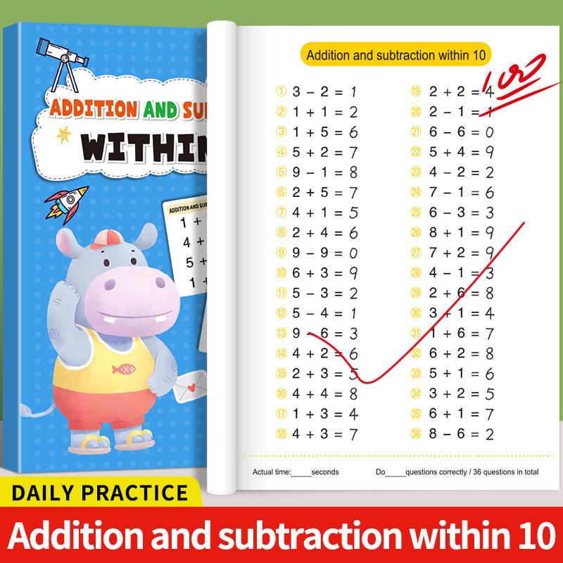 Kindergarten Math Addition Subtraction Workbook, 10-100 Number Practice Book, Early Learning Calculation Exercise Sheet
